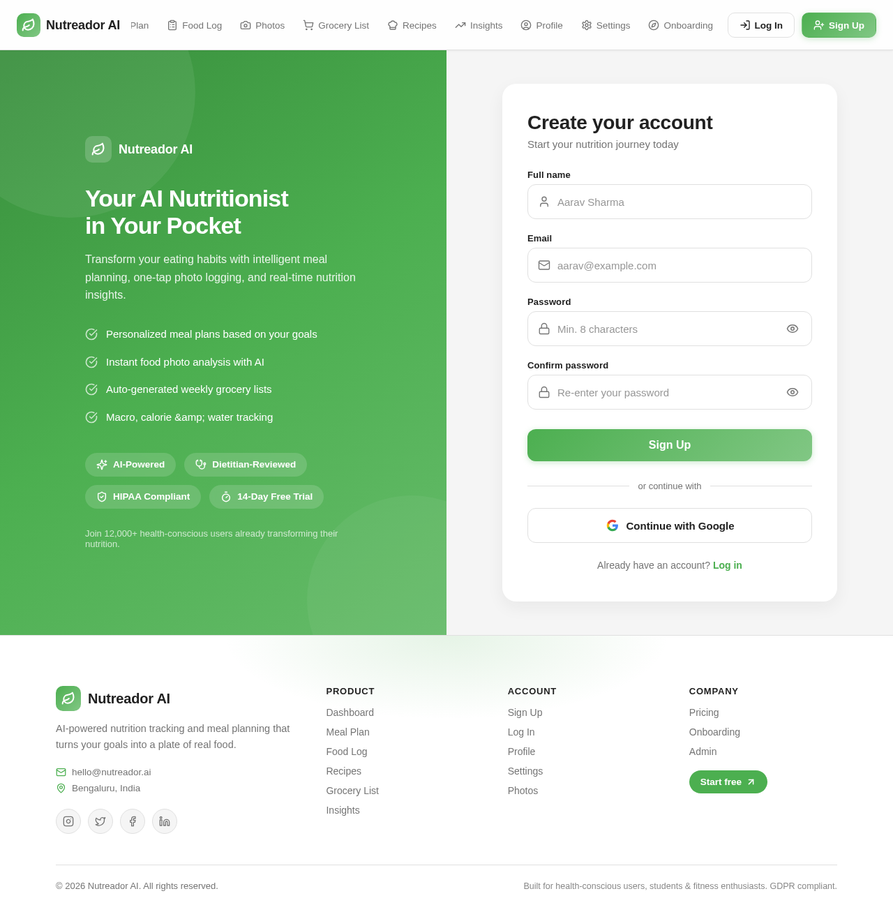 Signup design preview