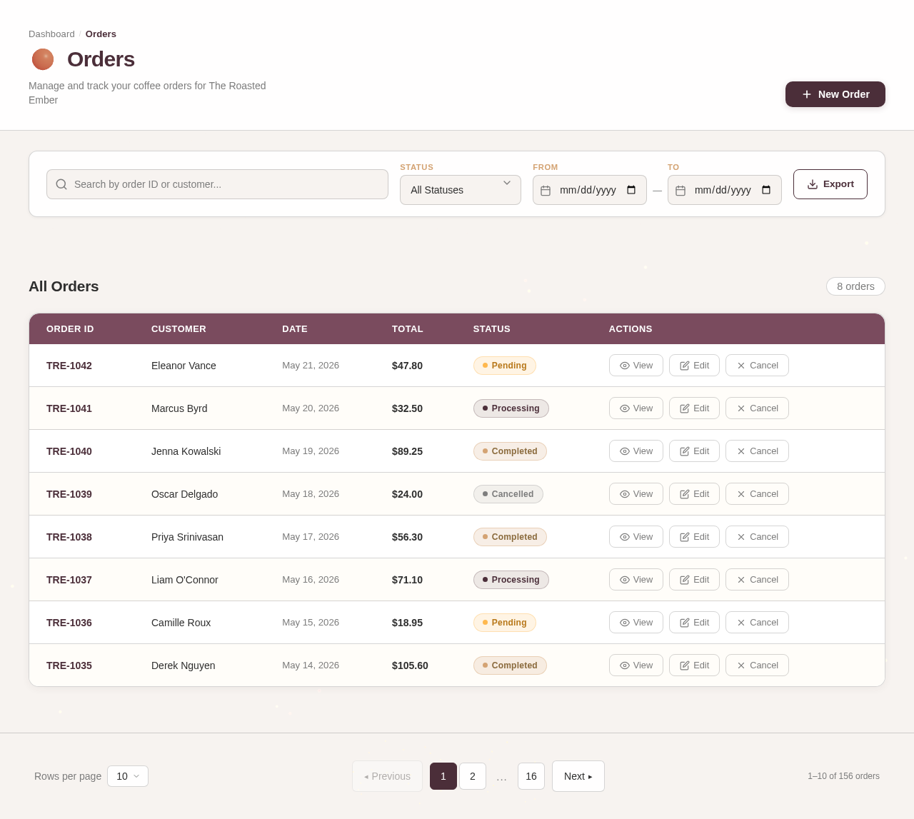 Orders design preview