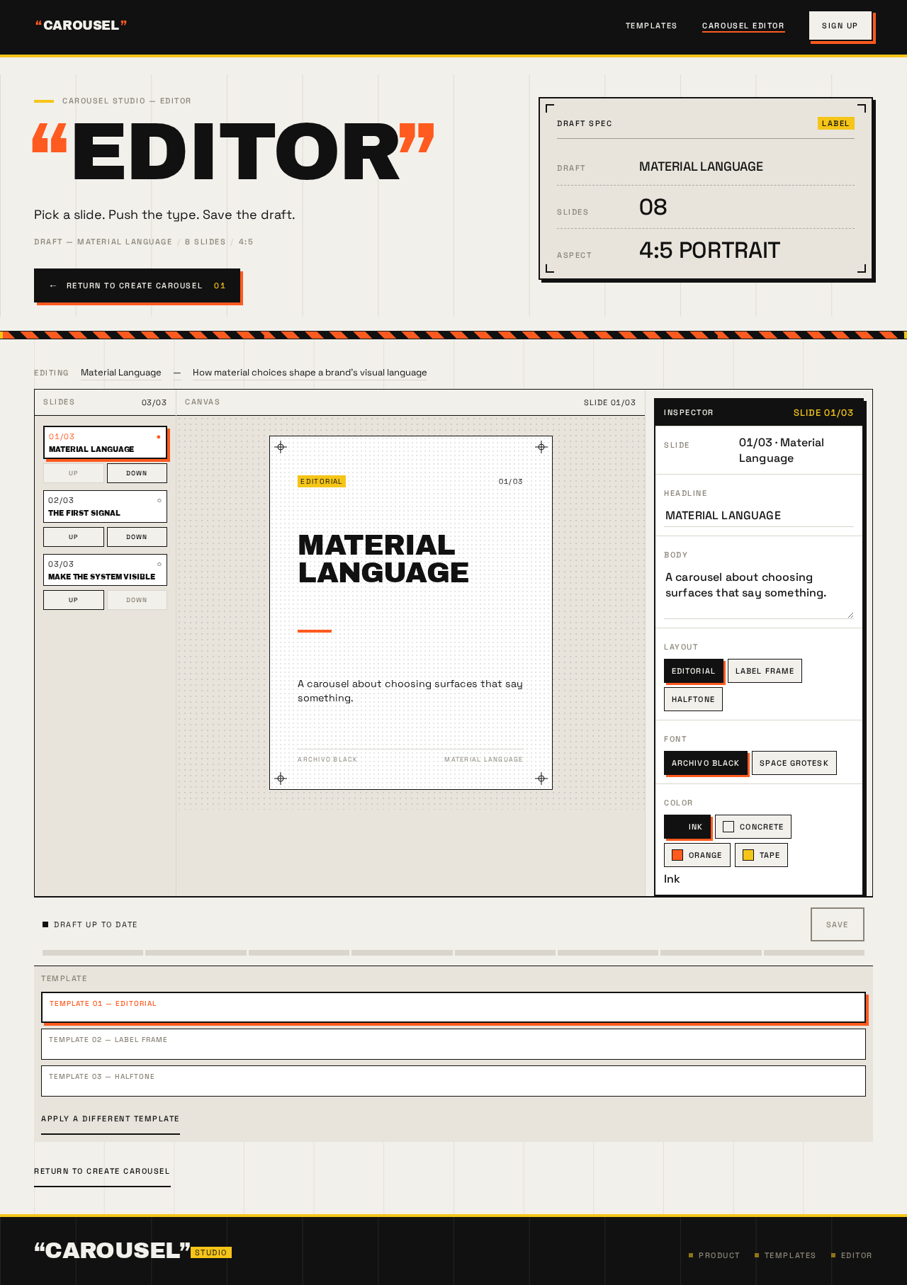 Carousel Editor design preview