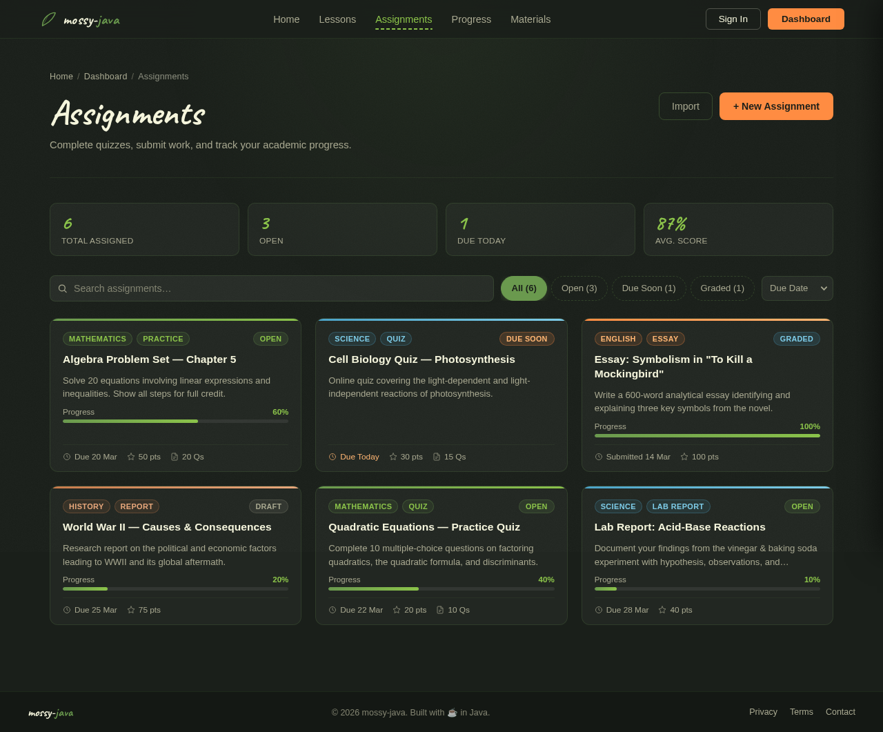 Assignments design preview