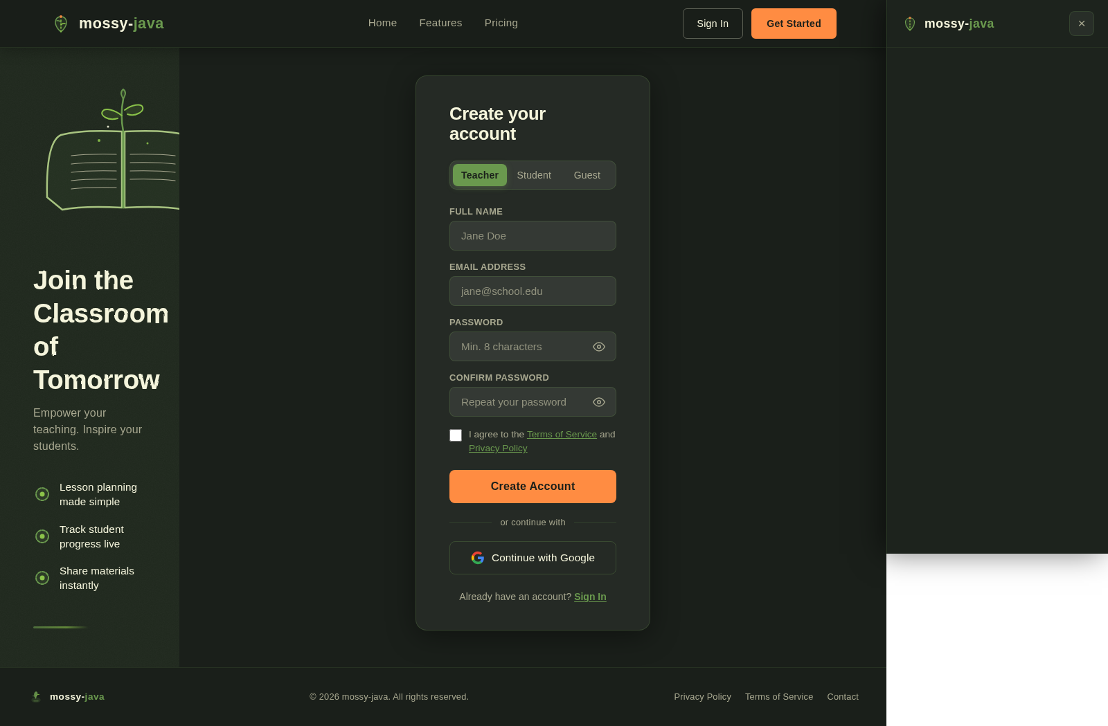 Signup design preview