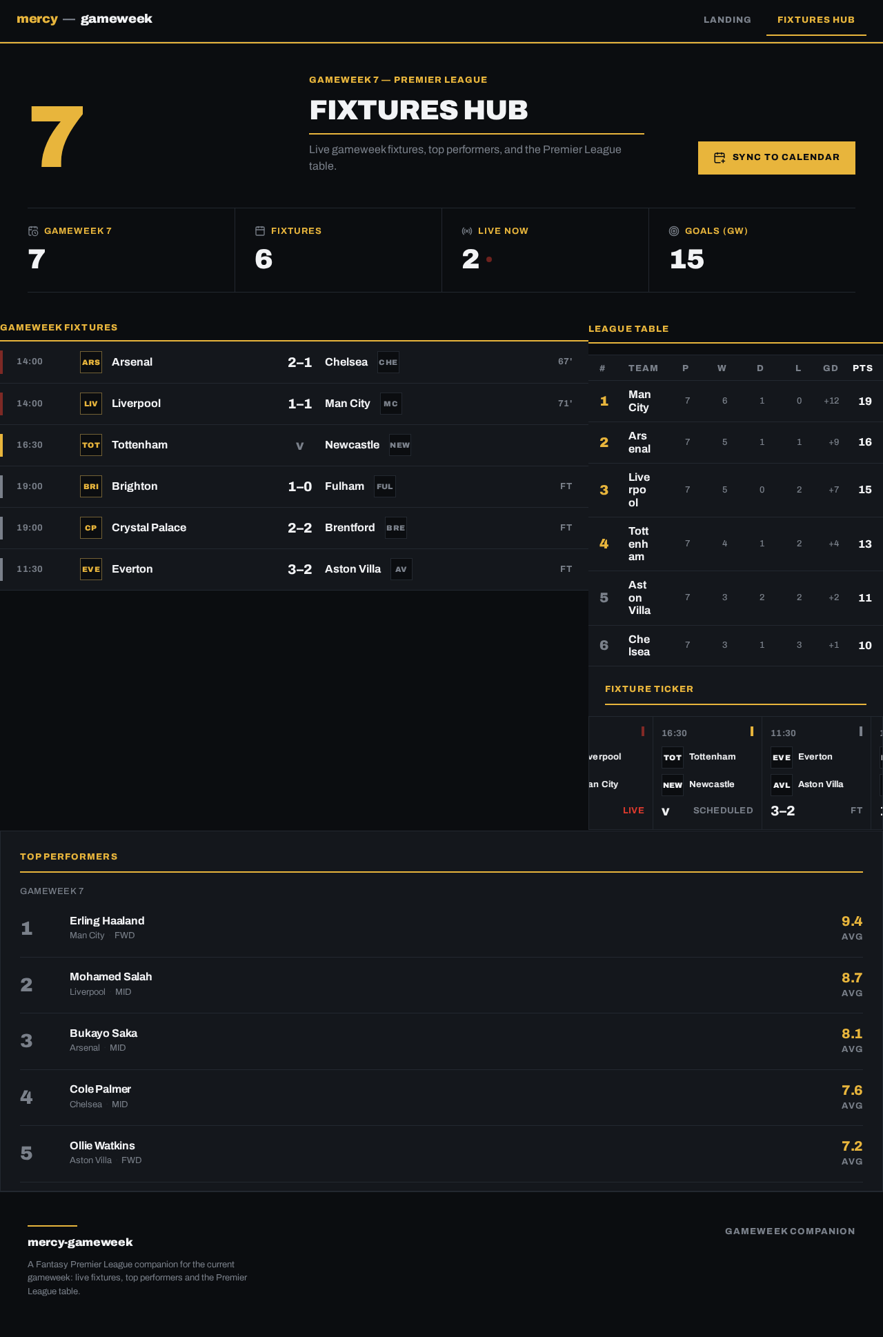 Fixtures Hub design preview