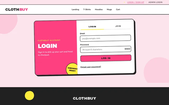 Shopper Login and Sign Up