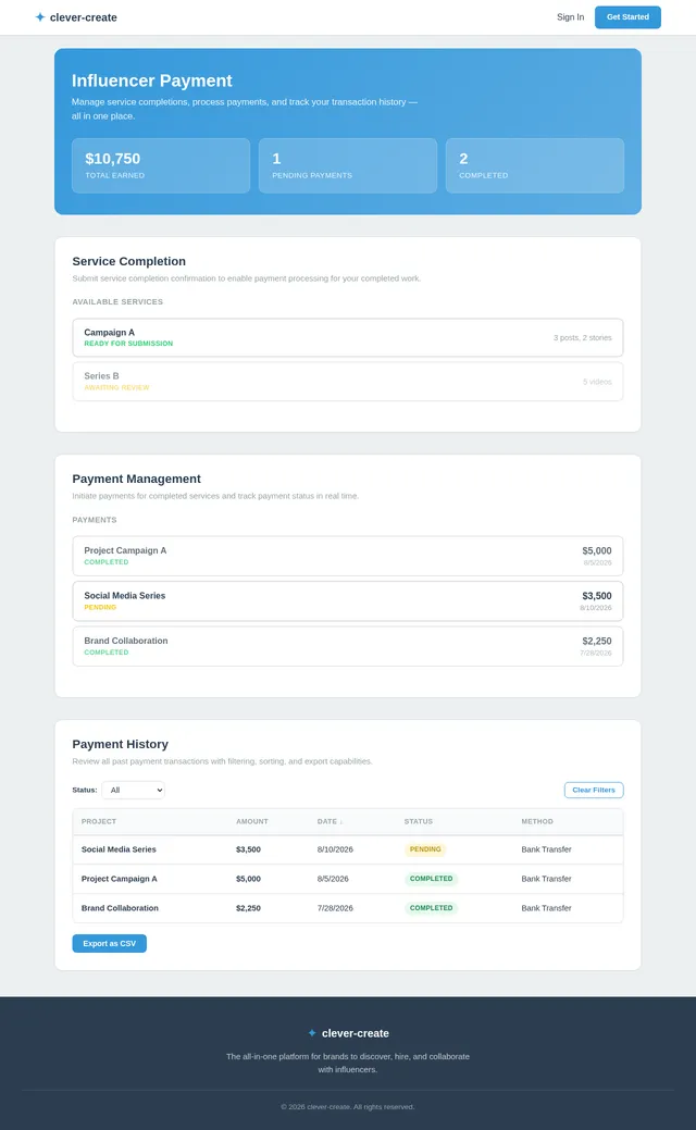 Influencer Payment