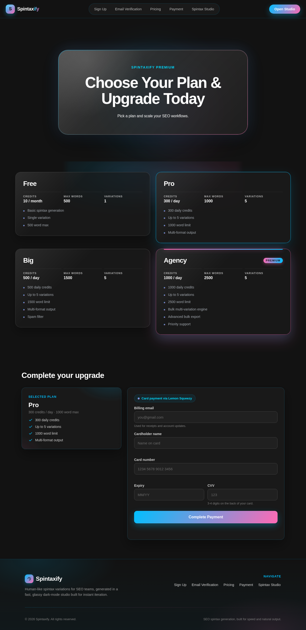 Payment page design preview