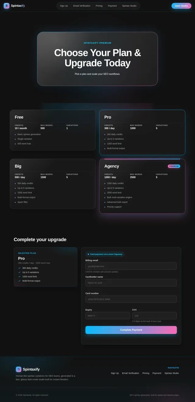 Payment page