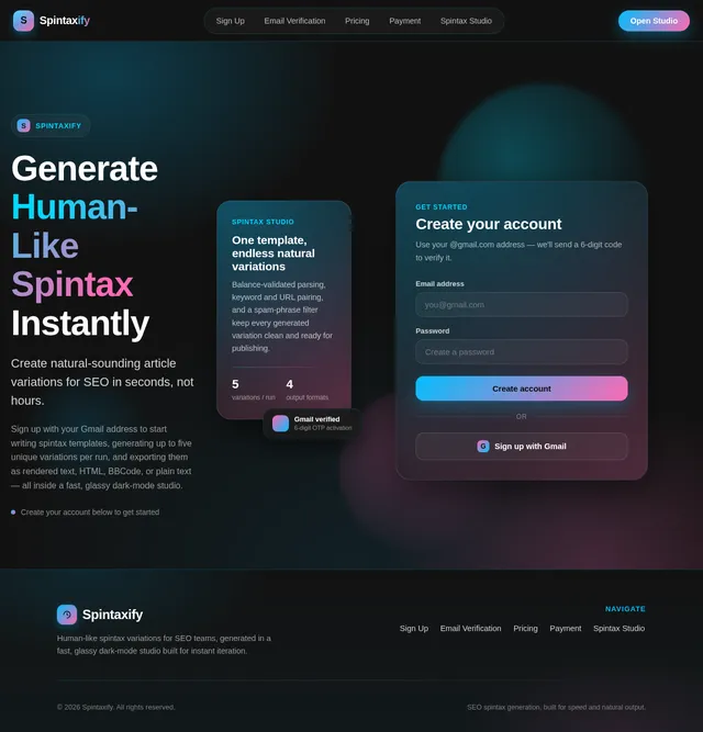 Sign Up page