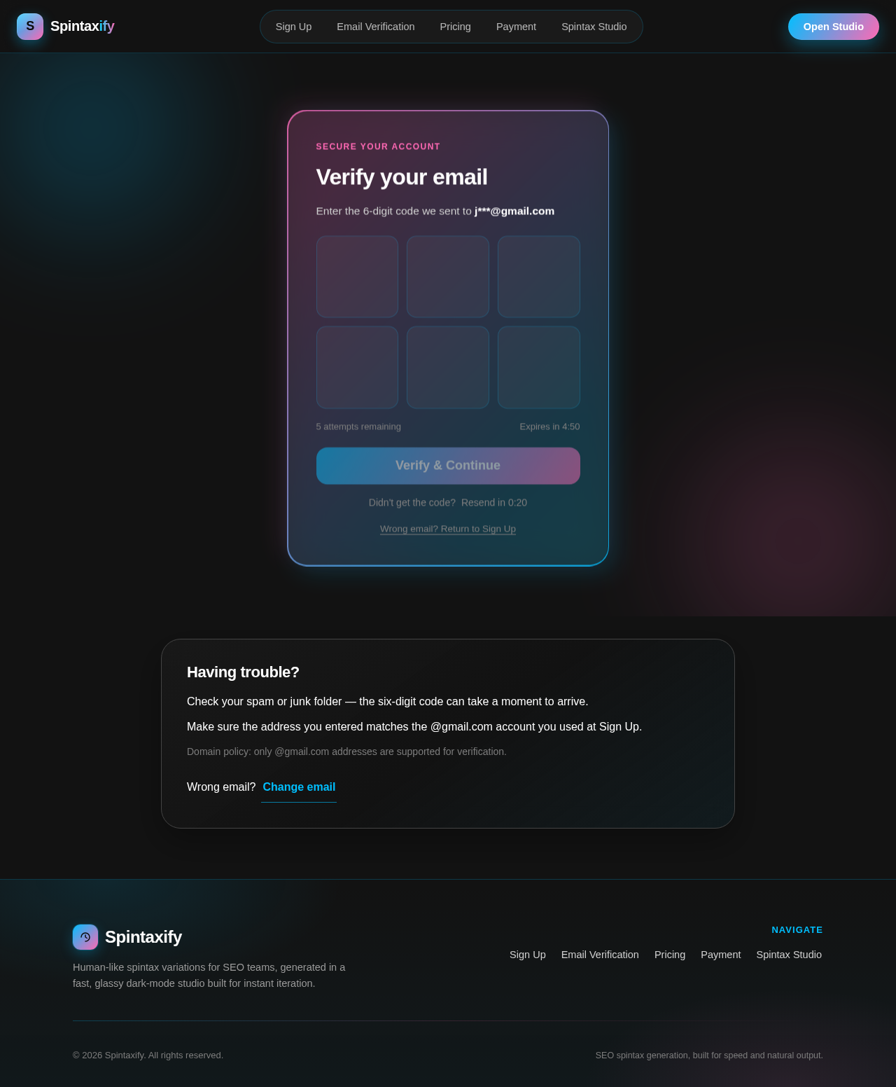 Email Verification page design preview