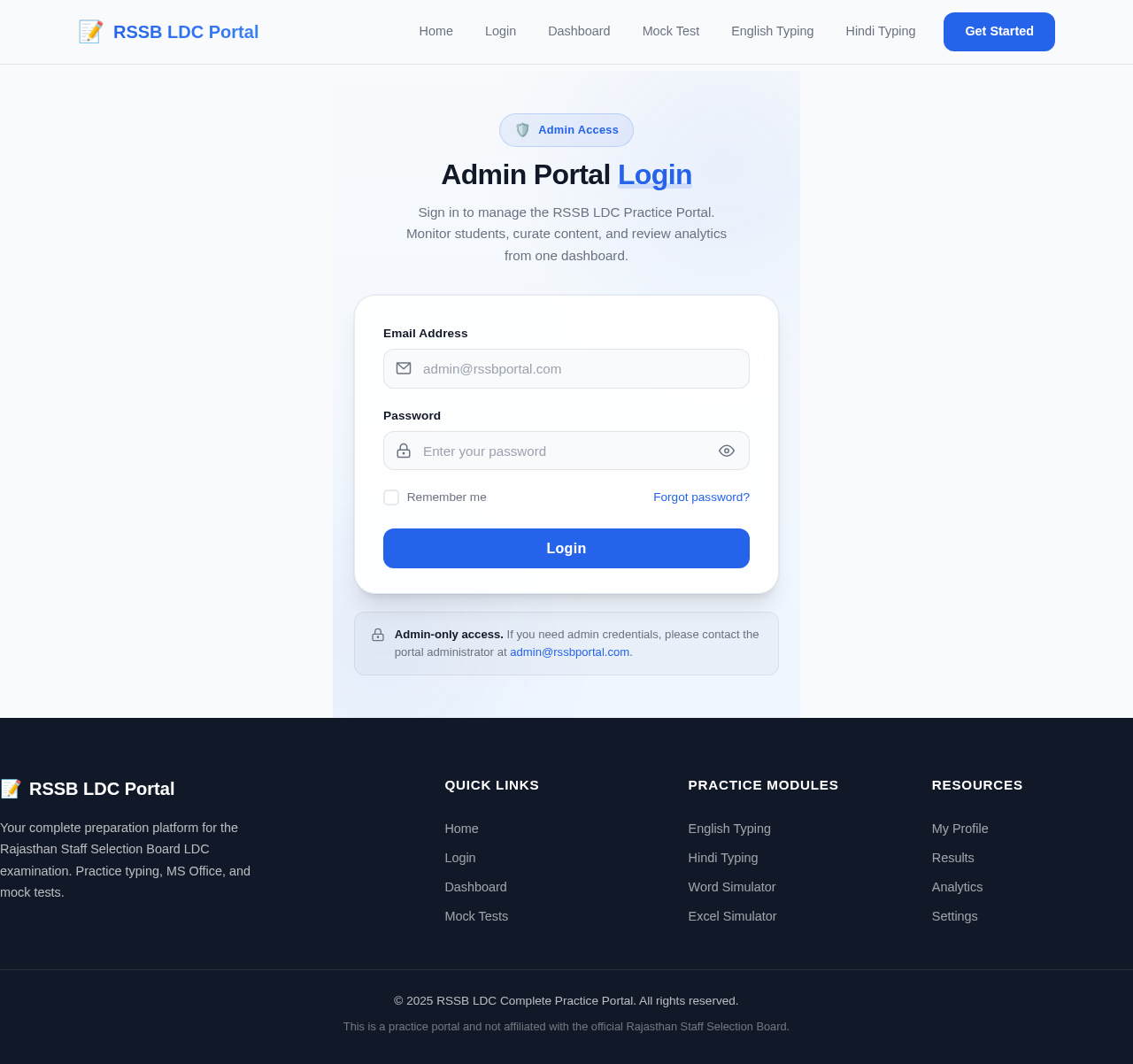 Admin Login design preview