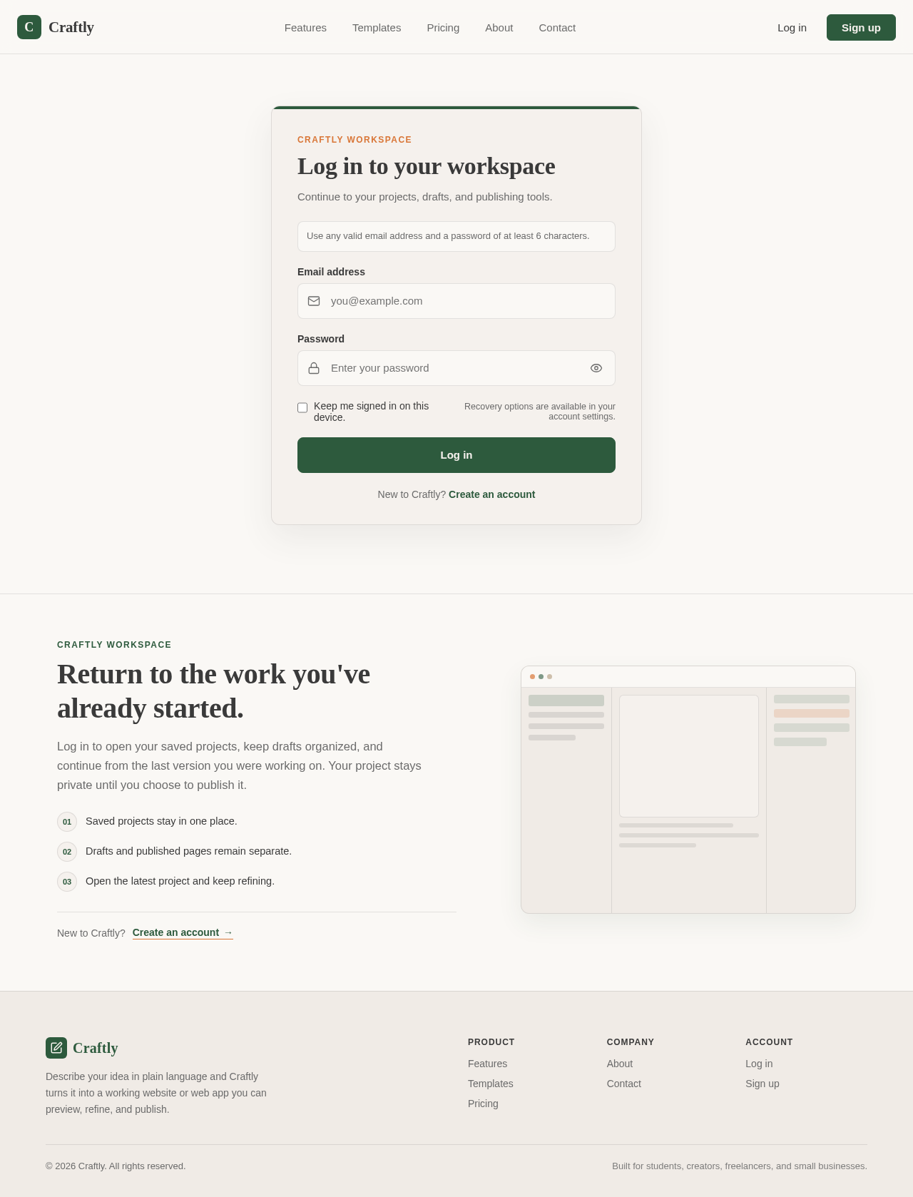 Login page design preview