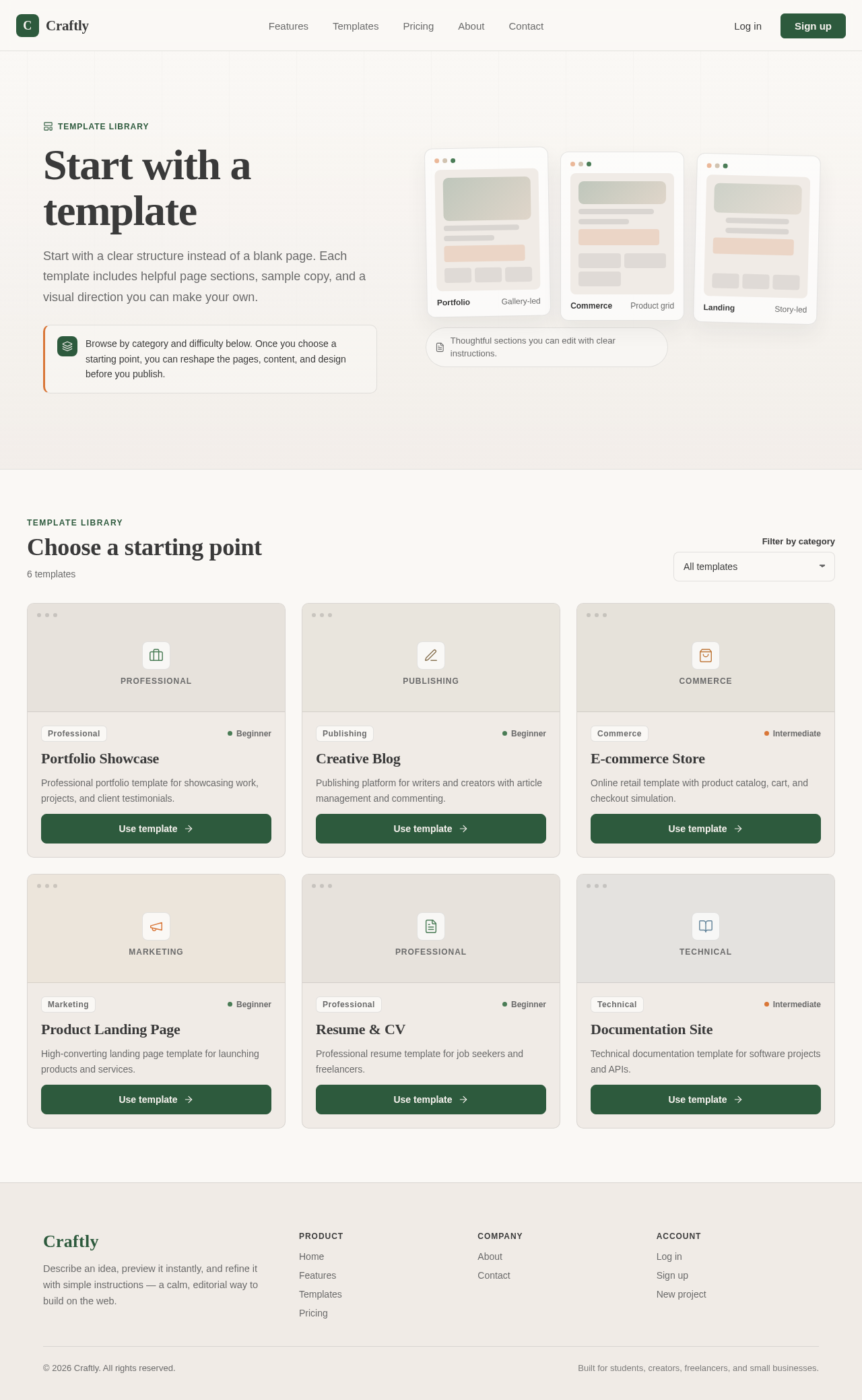 Templates page design preview