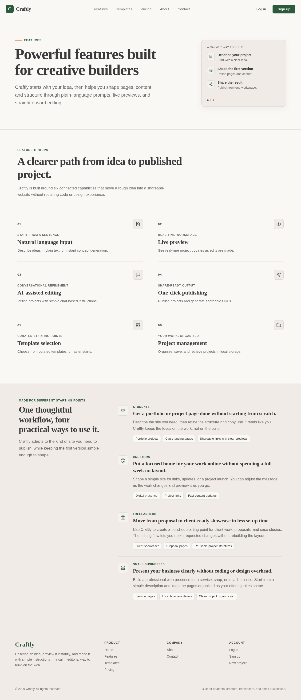 Features page design preview