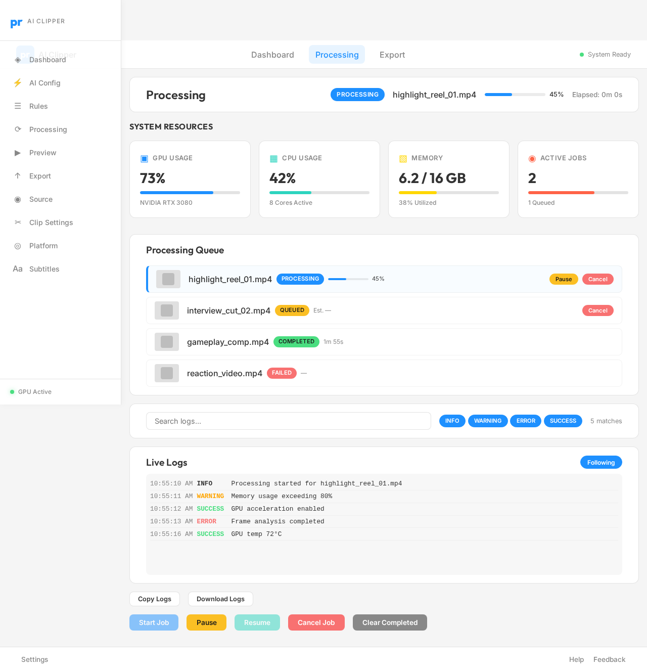 Processing design preview