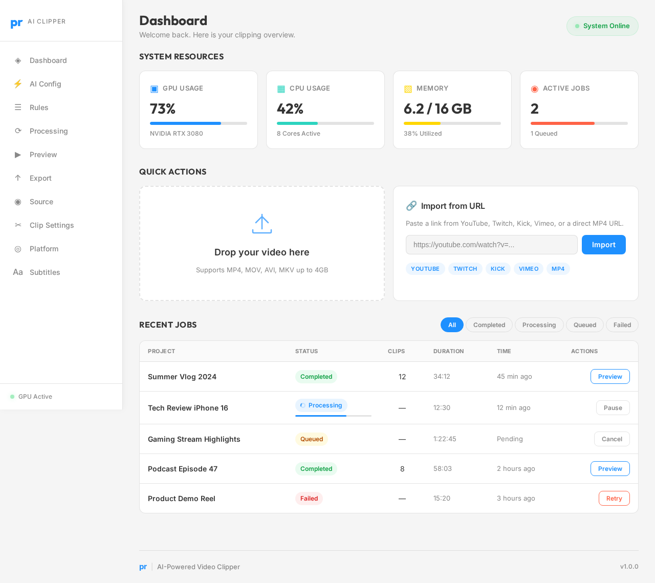 Dashboard design preview