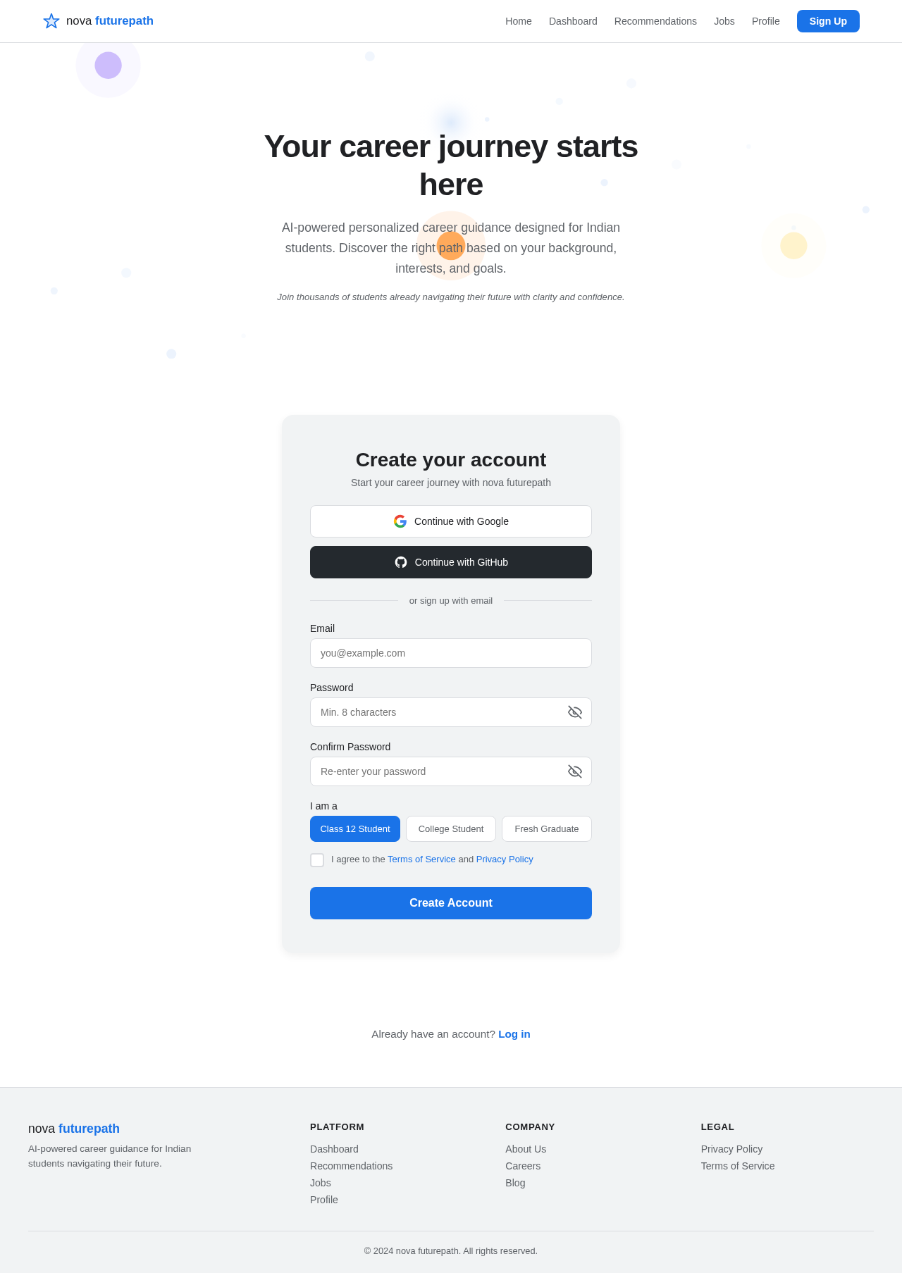 Signup design preview