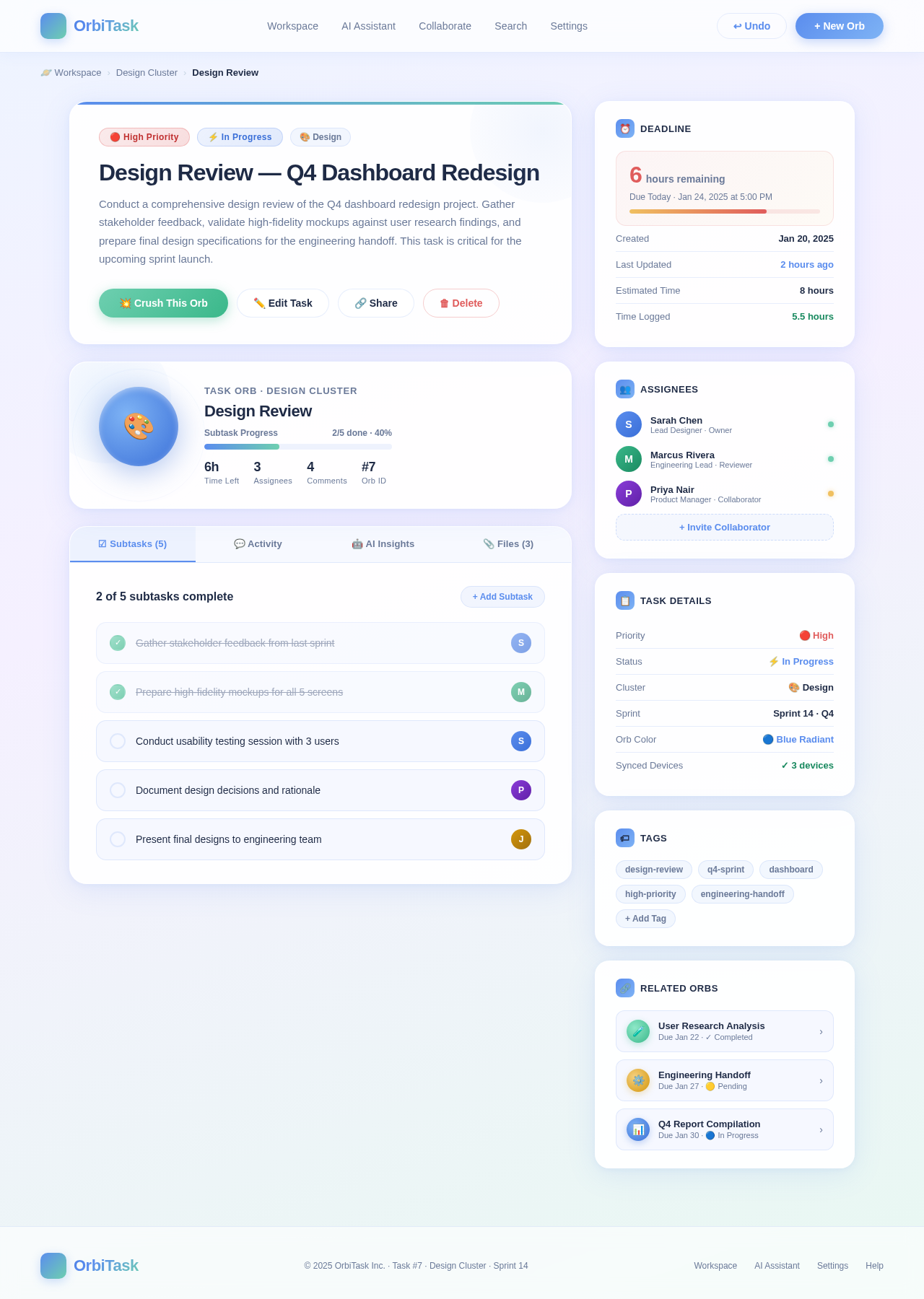 Task Detail design preview