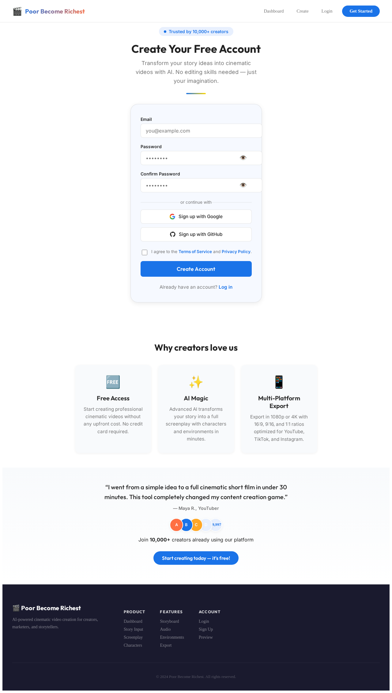 Signup design preview