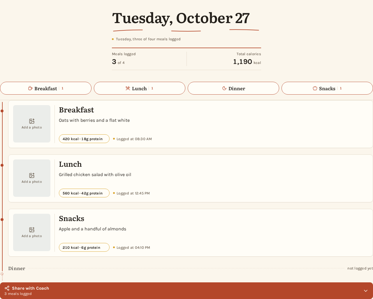 Food Diary design preview
