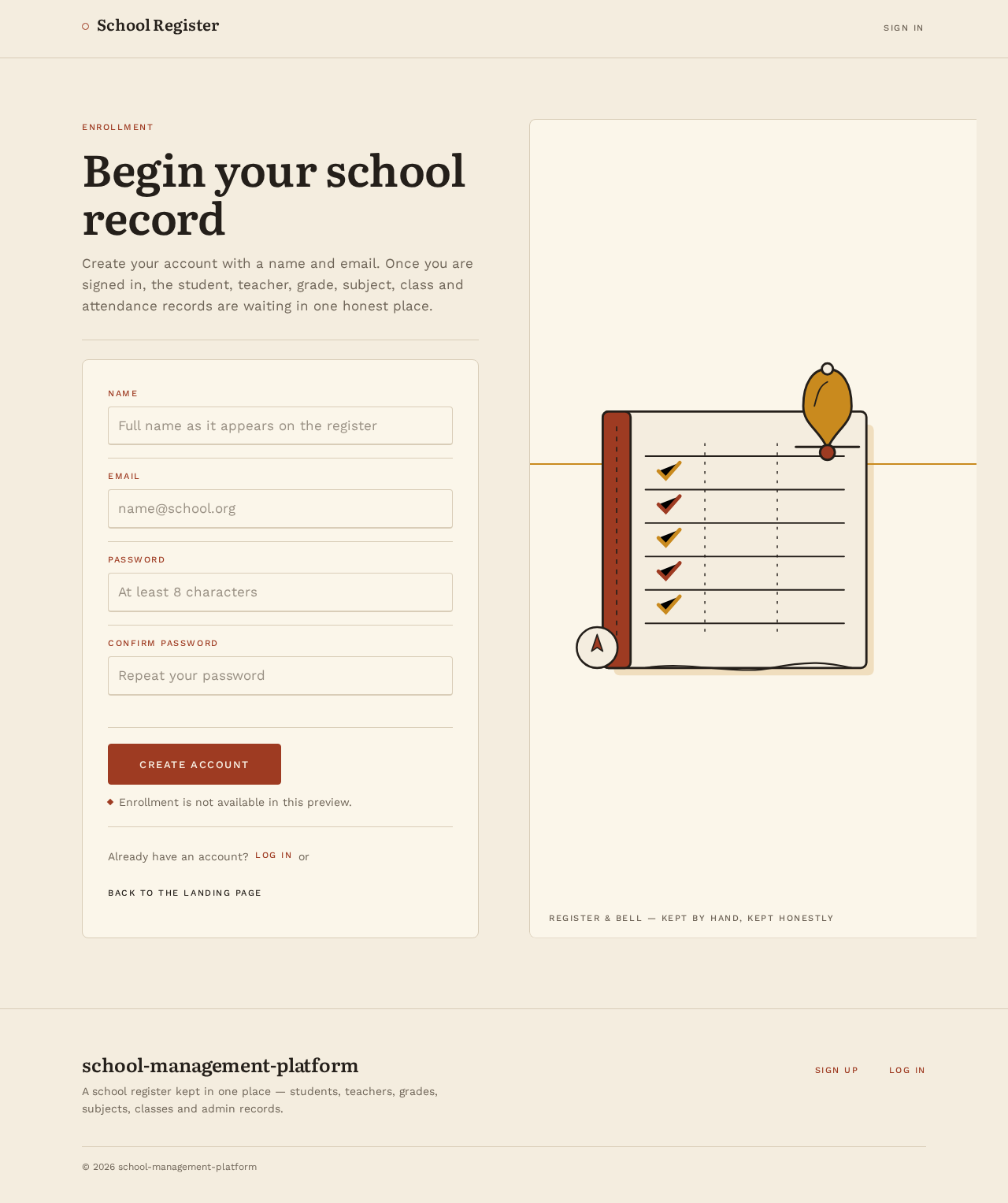 Sign Up design preview