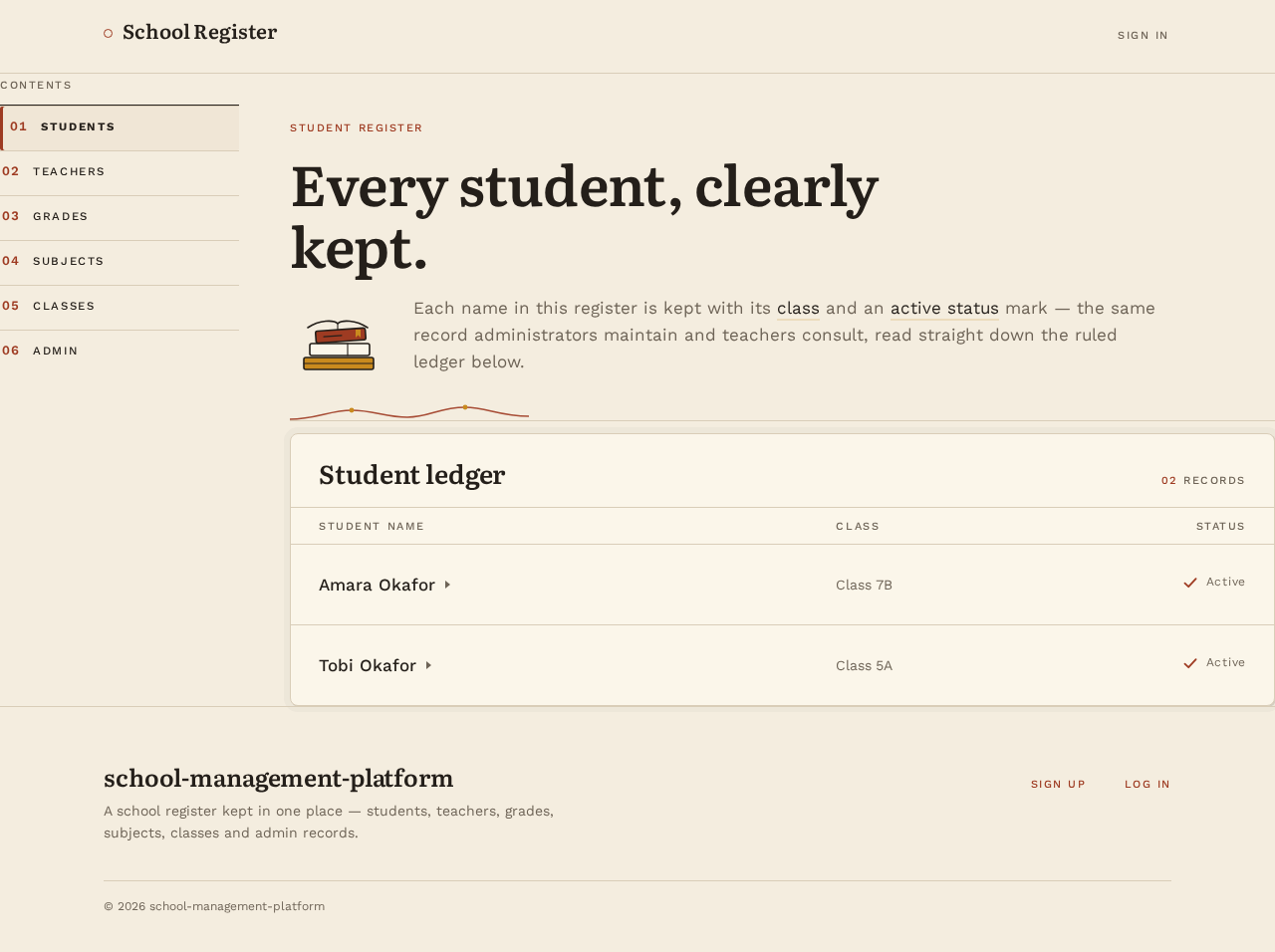 student list design preview