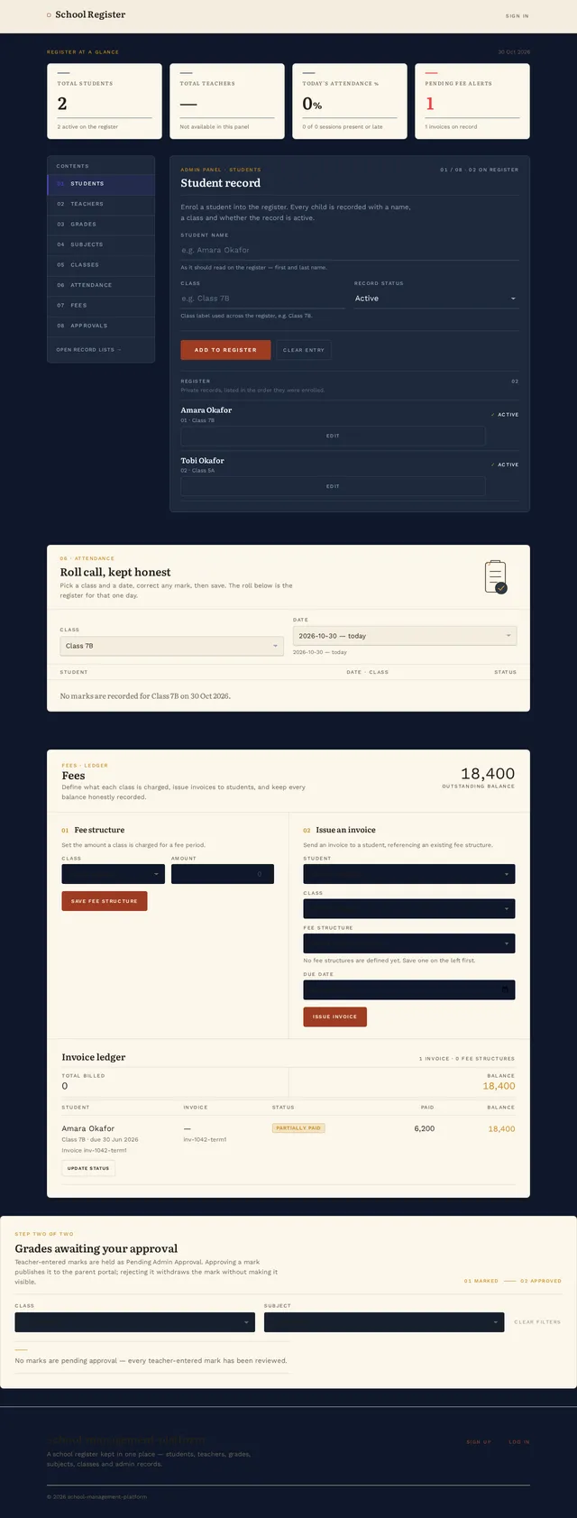 admin panel