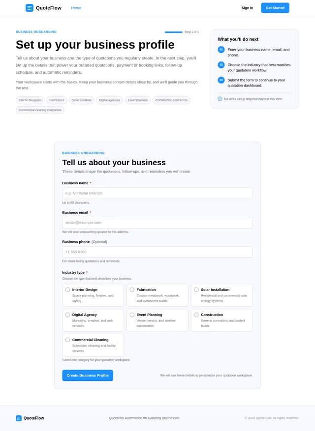 Business Onboarding