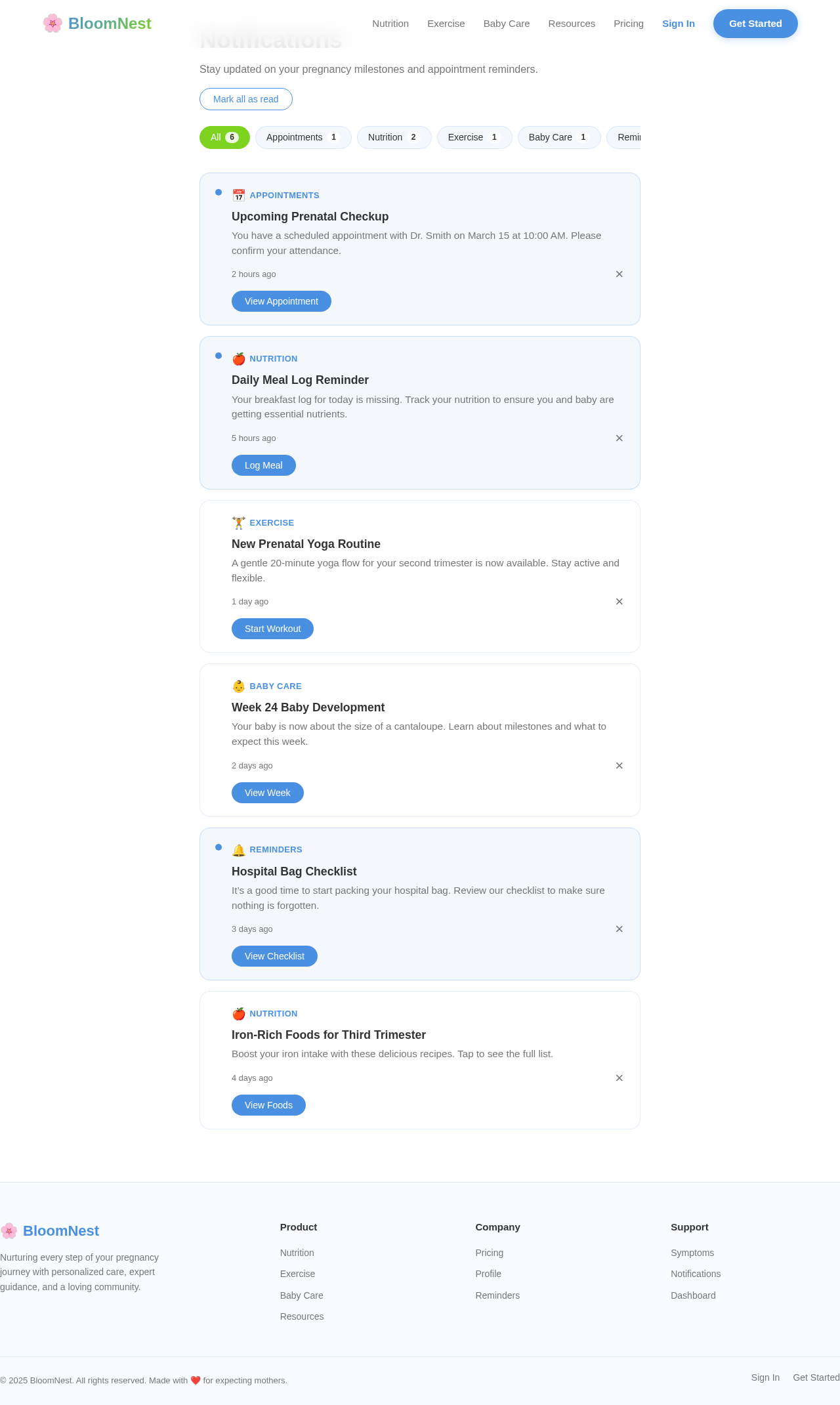 Notifications design preview