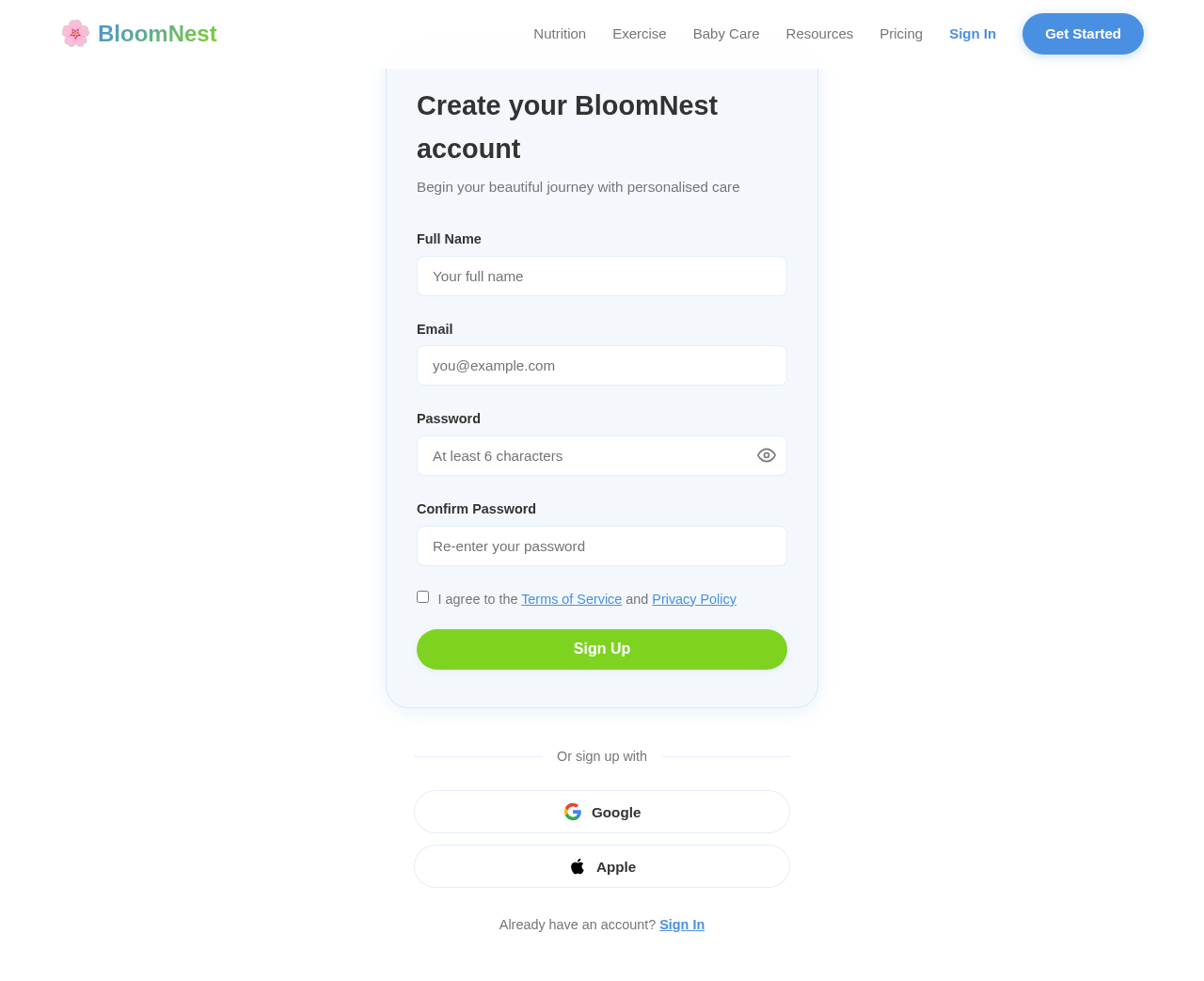 Signup design preview