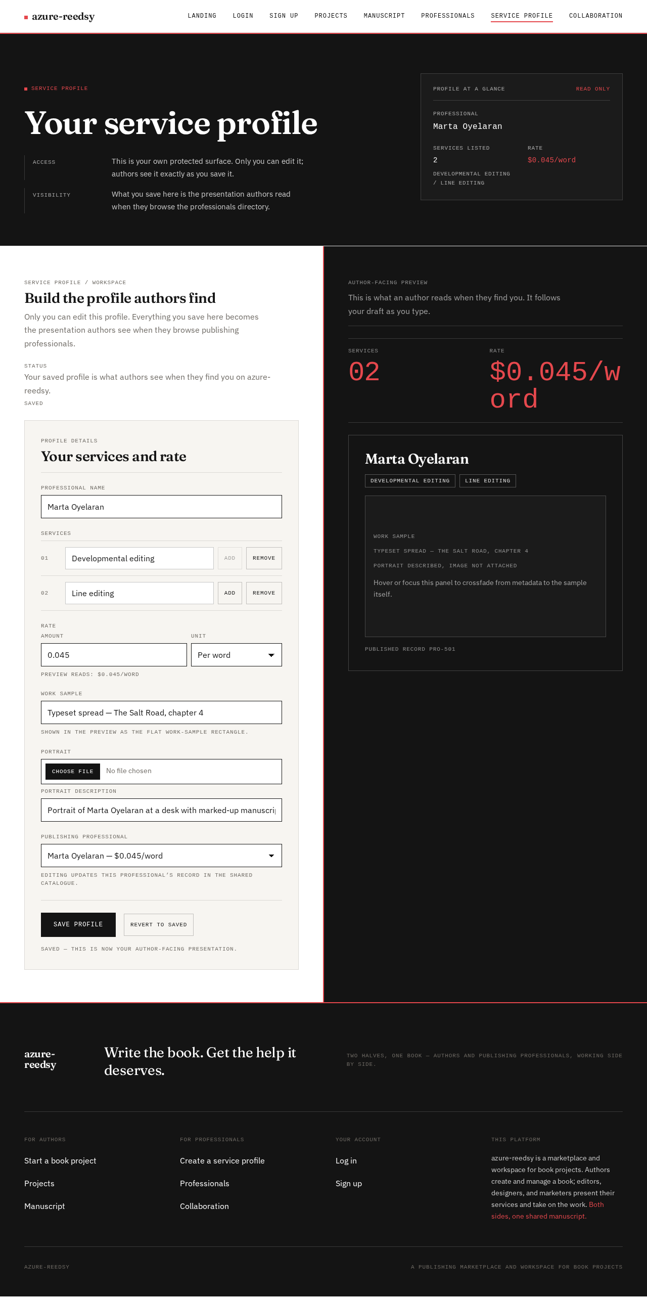 Service Profile design preview