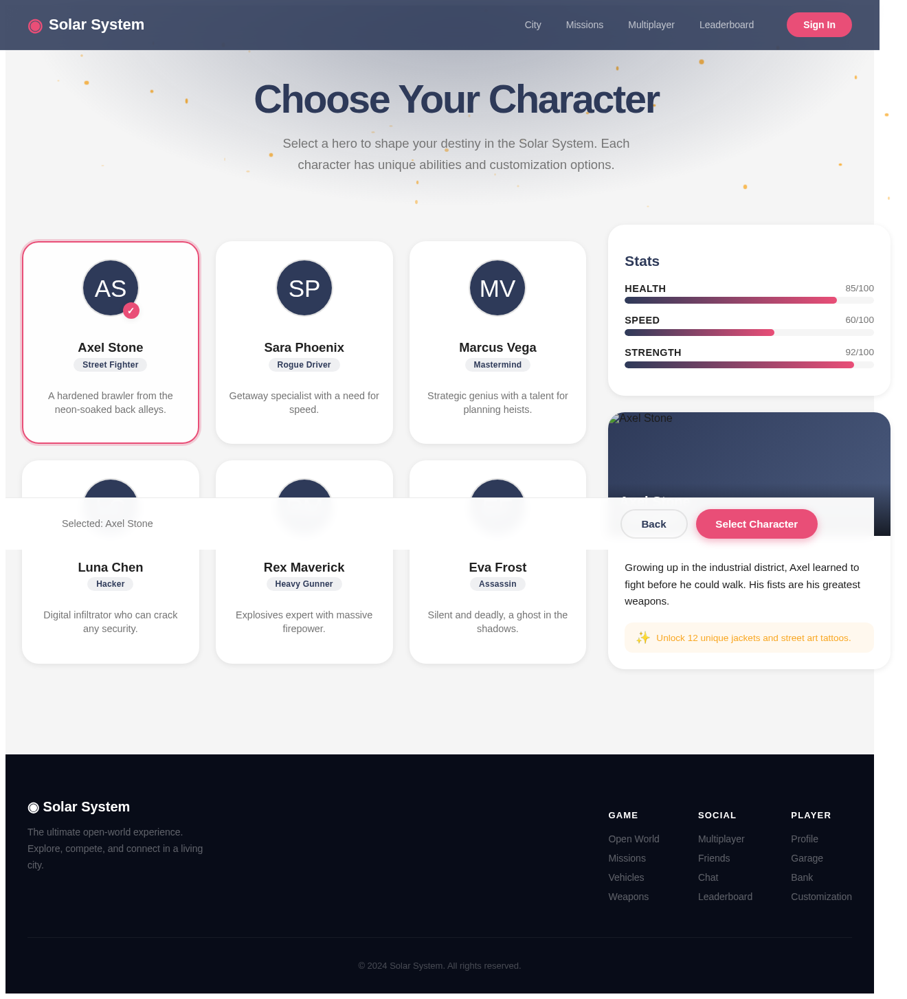 CharacterSelect design preview