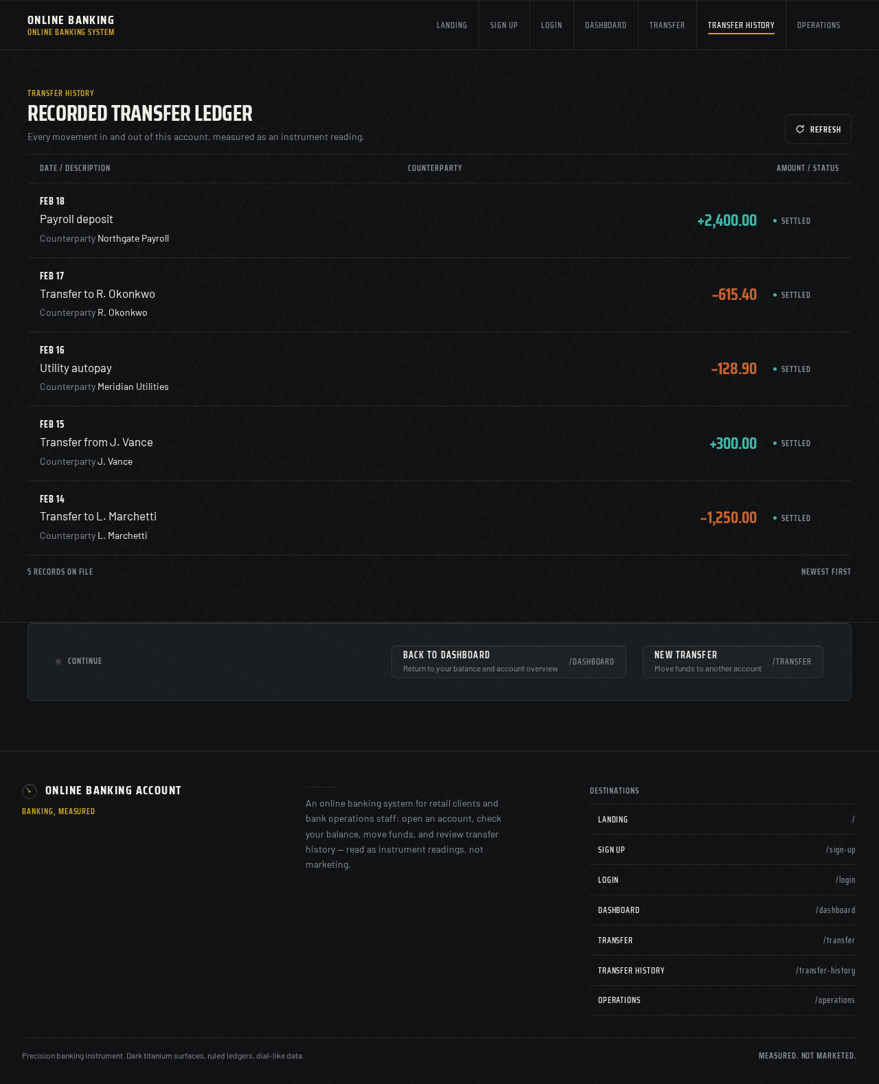 Transfer History design preview