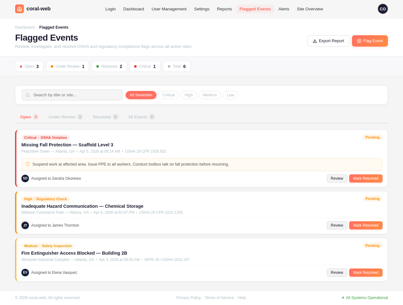 Flagged Events design preview