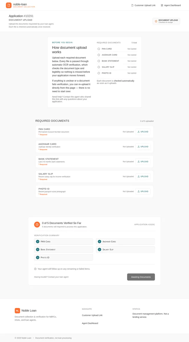 Customer Upload Link