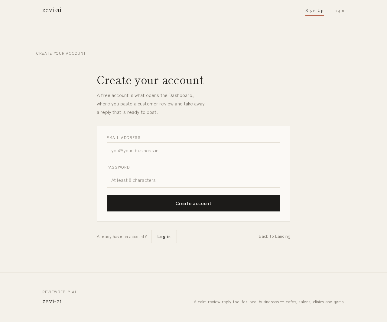 Sign Up design preview