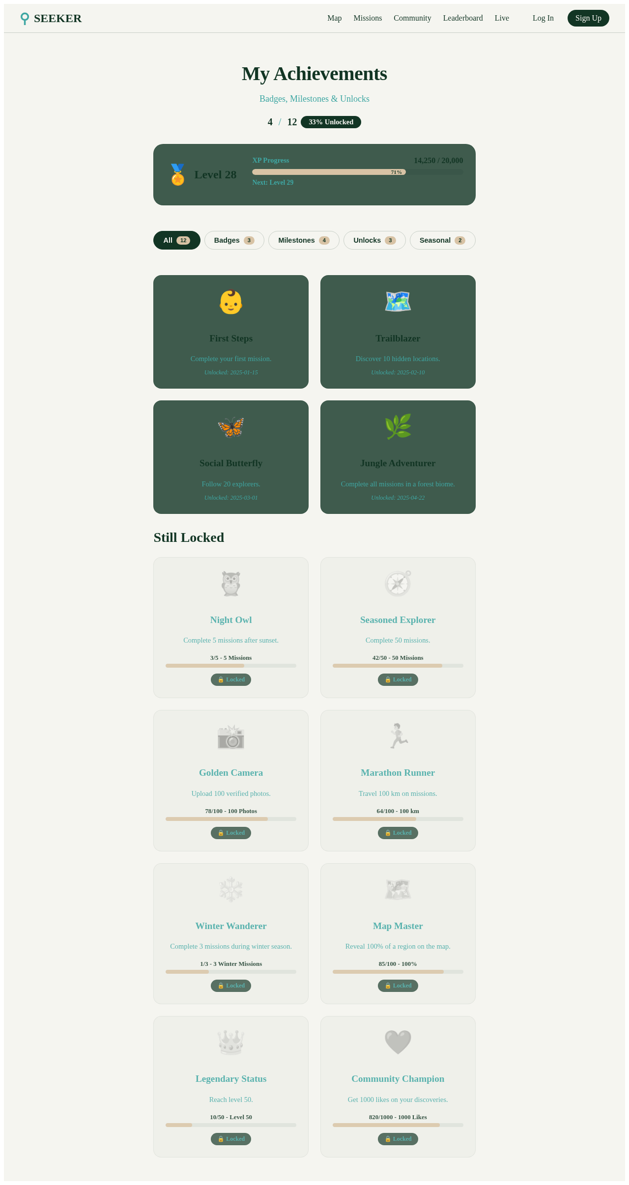 Achievements design preview