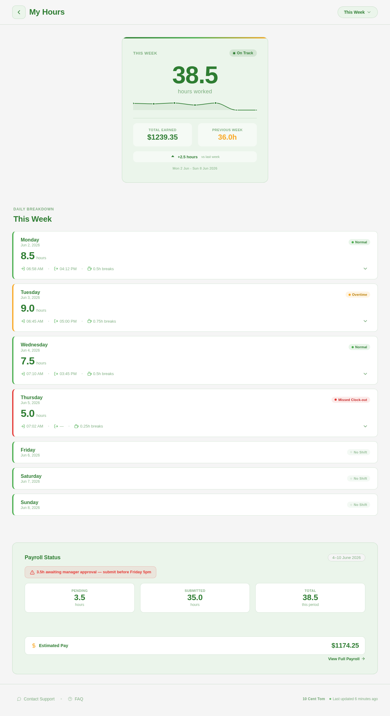 MyHours design preview