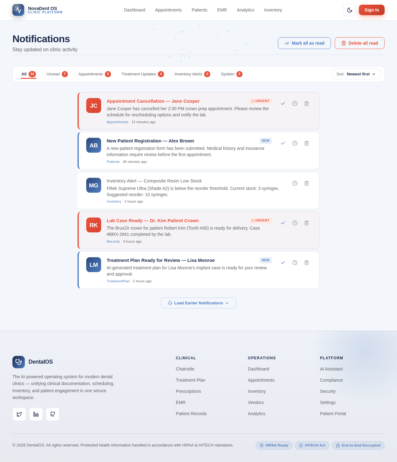 Notifications design preview