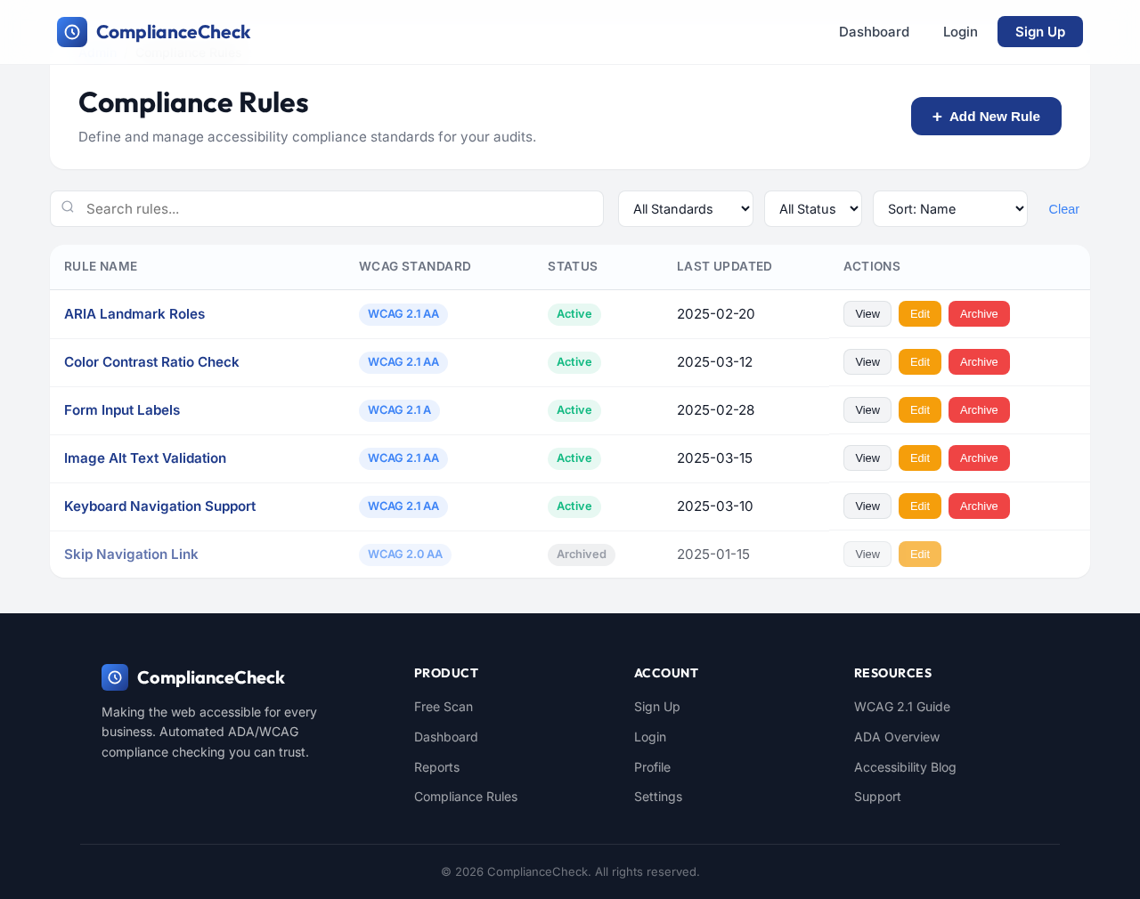 Compliance Rules design preview