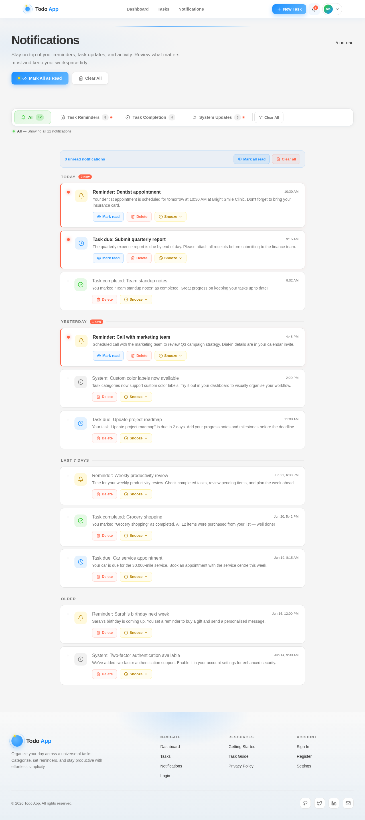 Notifications design preview