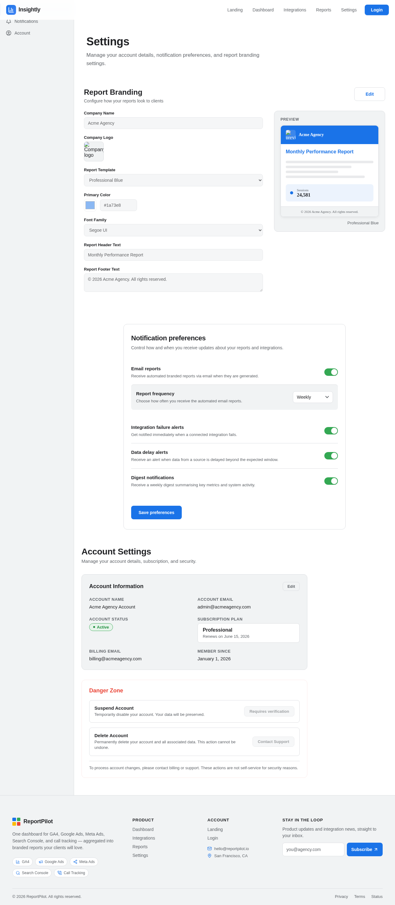 Settings design preview