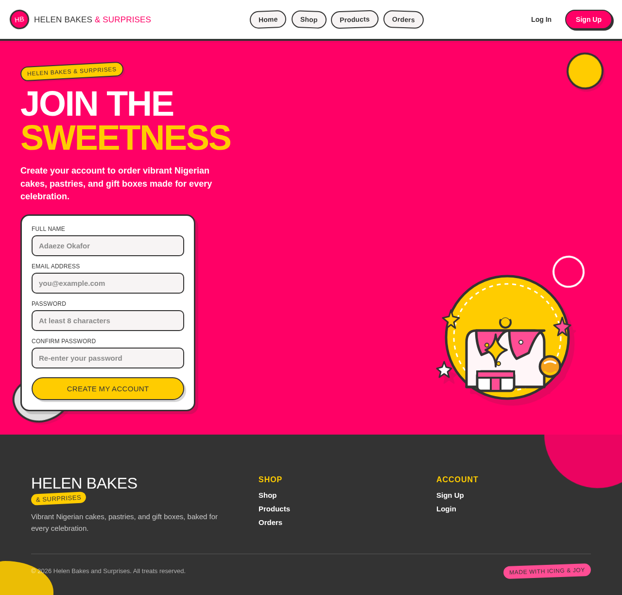Sign Up design preview