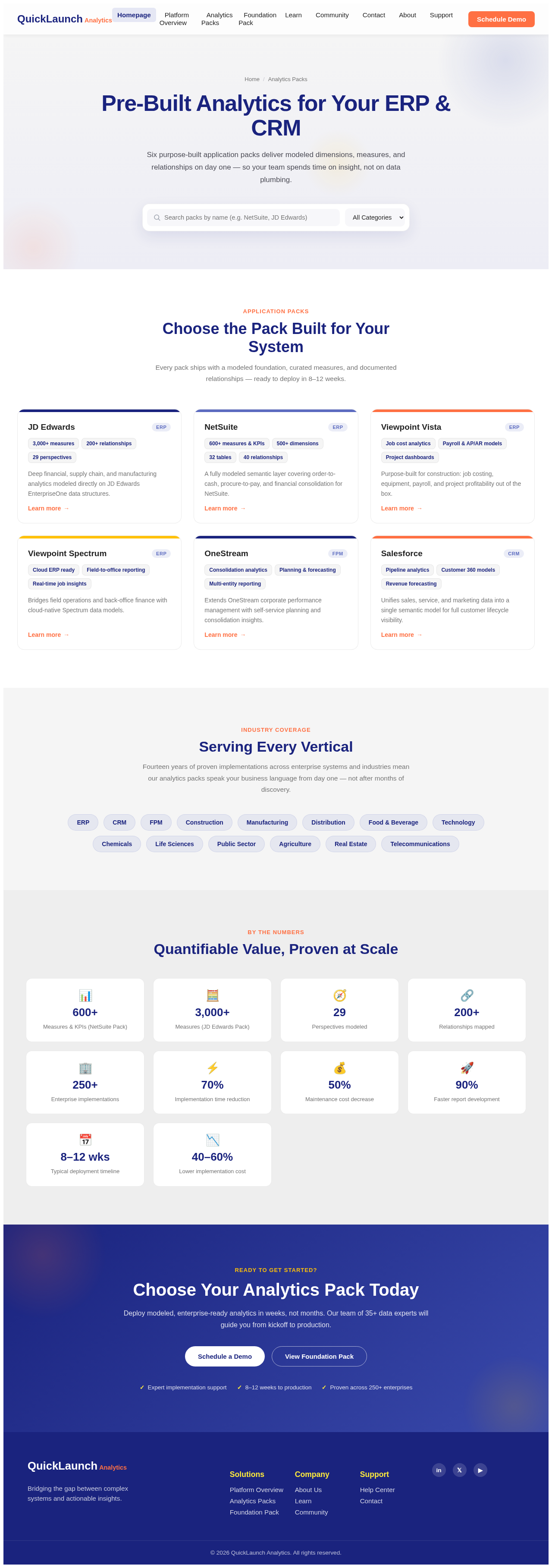 Analytics Packs design preview