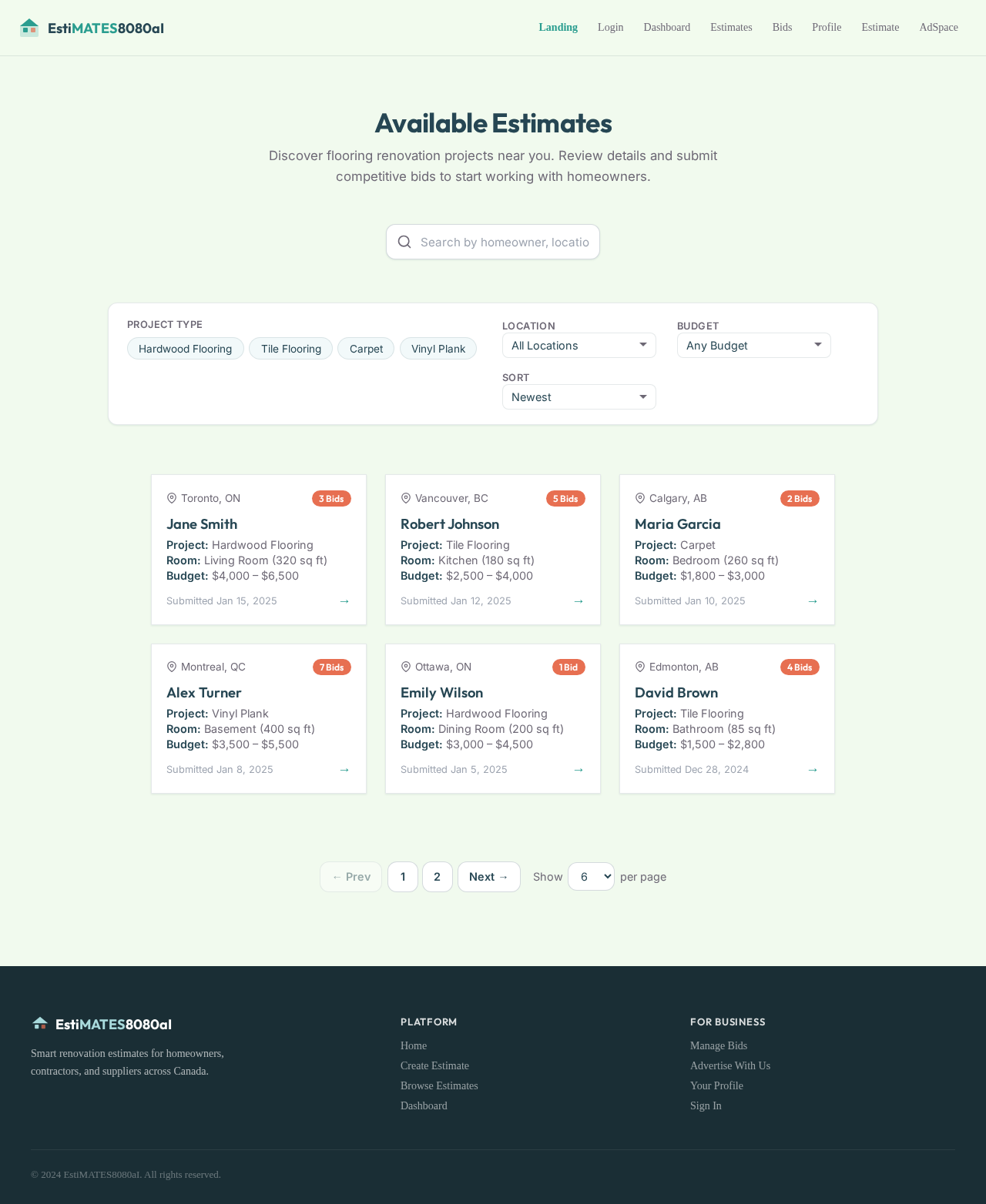 Estimates design preview