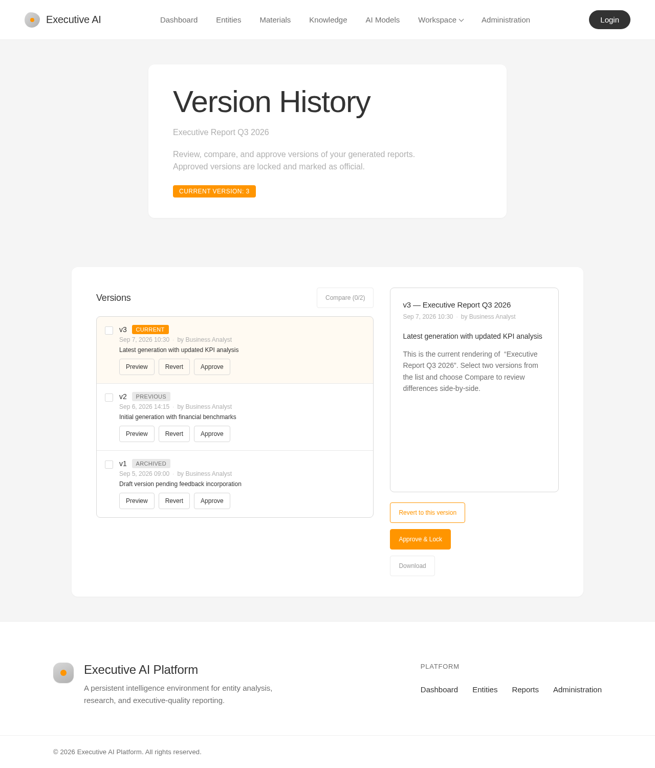 Versions design preview