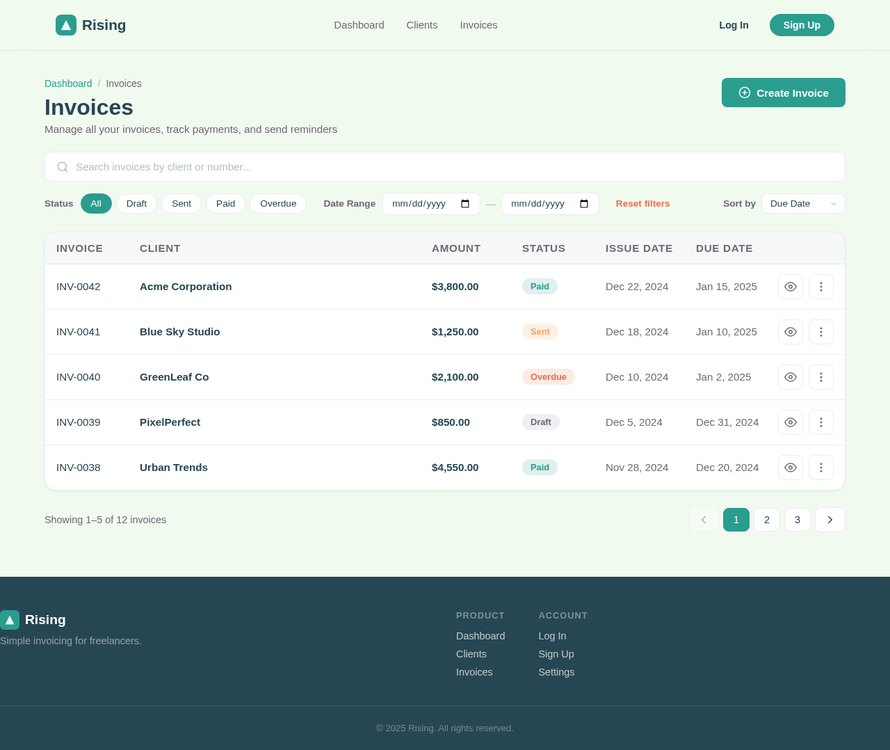 Invoices design preview