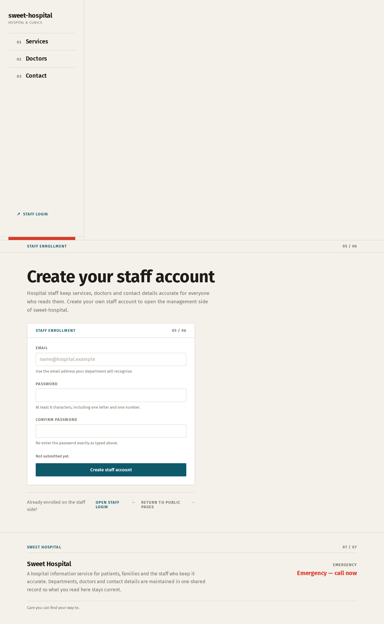 Staff Sign Up design preview