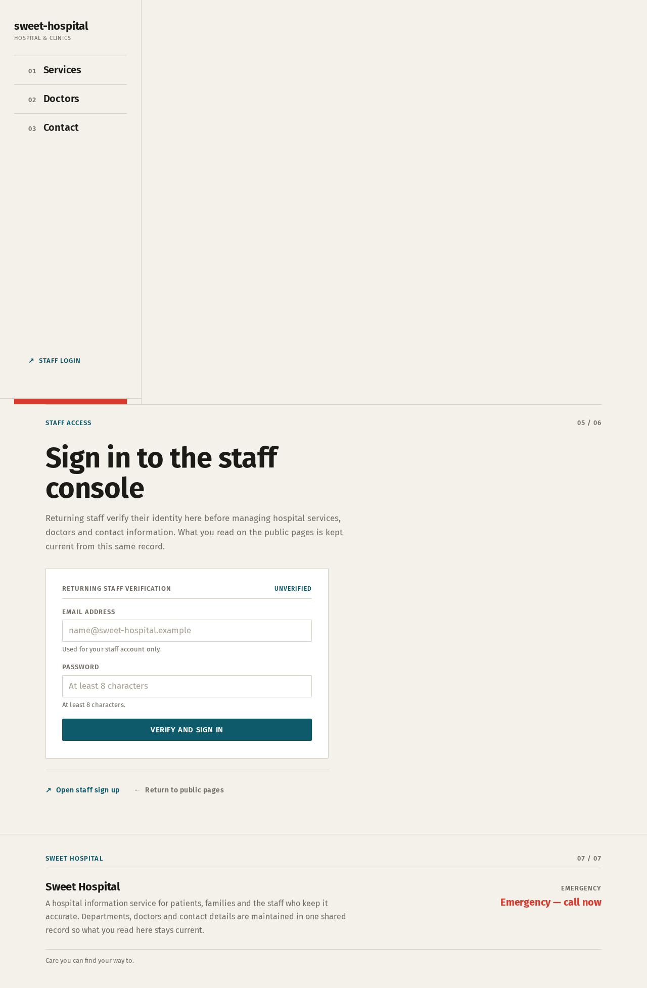 Staff Login design preview