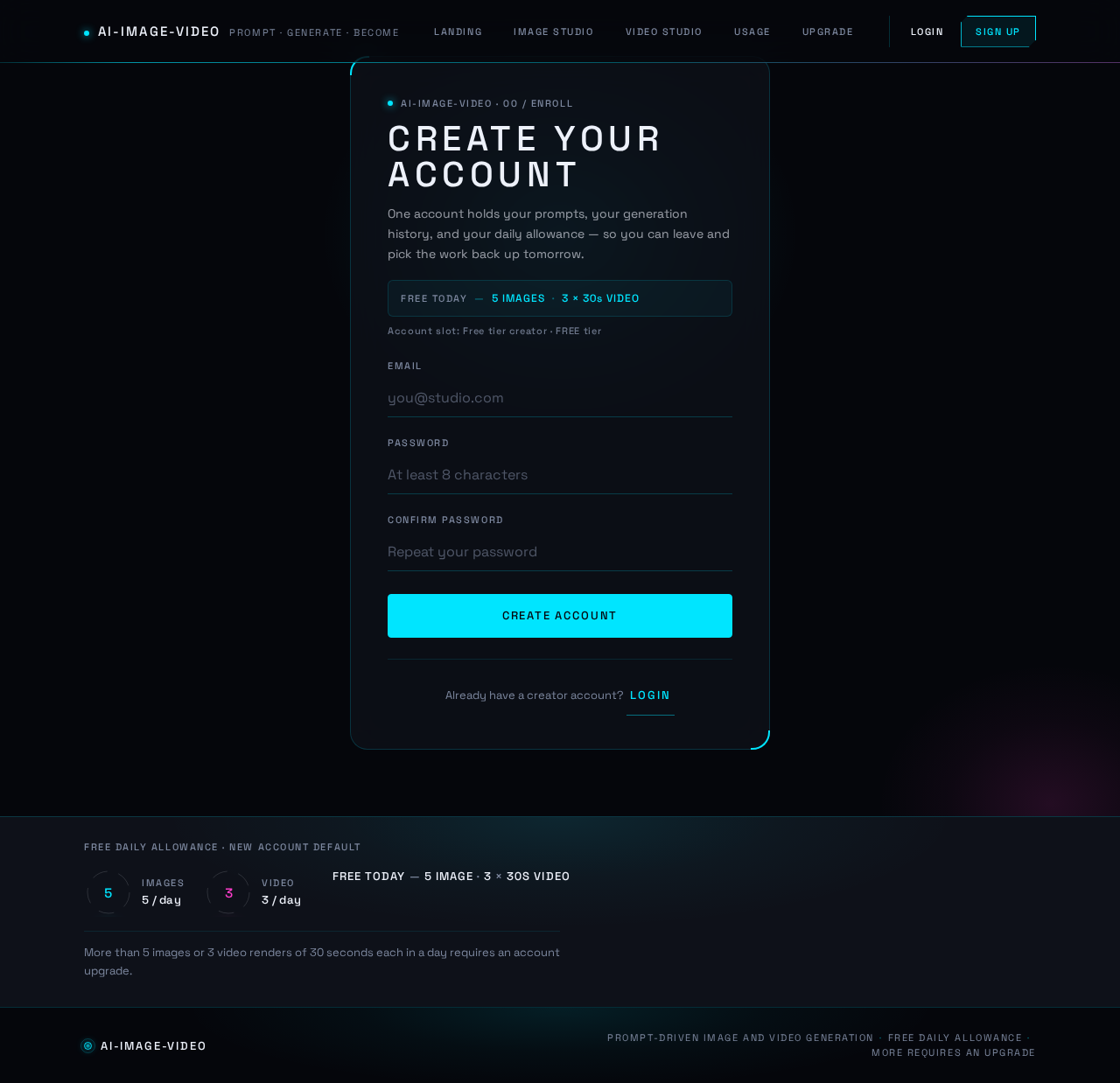 Sign Up design preview