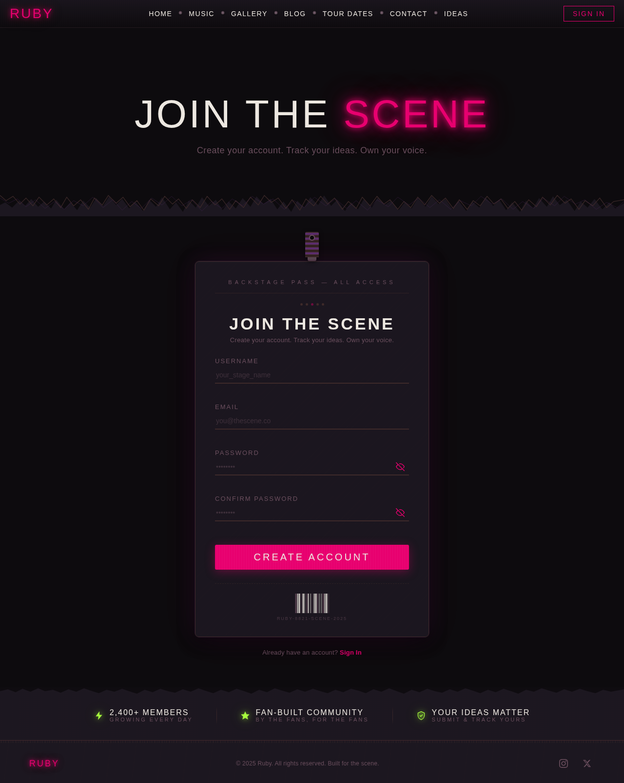 Signup design preview