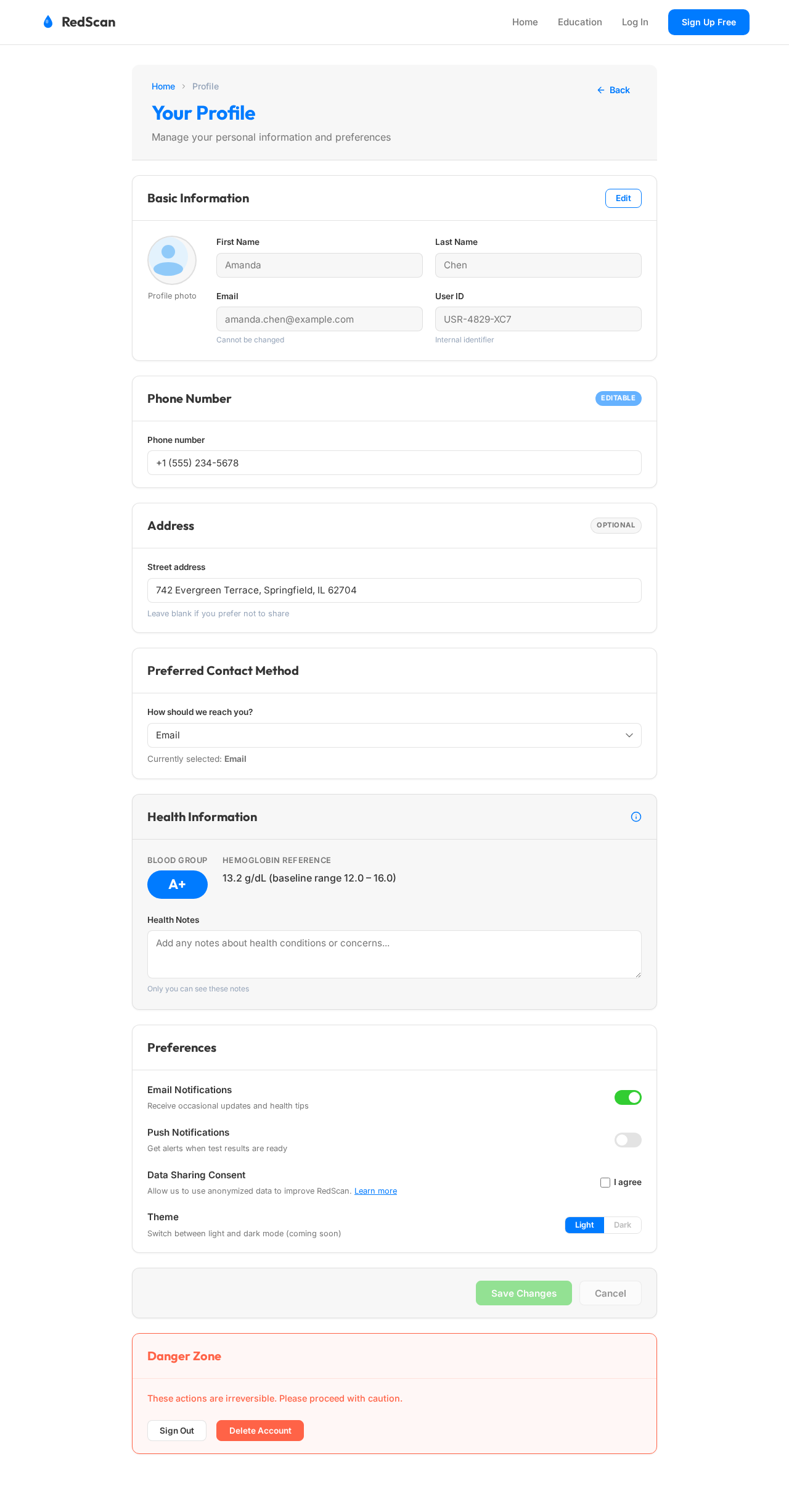 Profile design preview